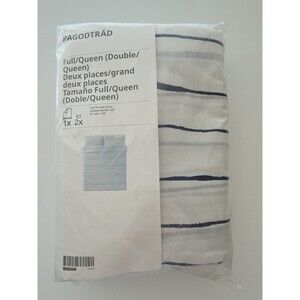 Ikea Pagodtrad Full/Queen Duvet Cover 2 Pillowcases Stripes White Blue